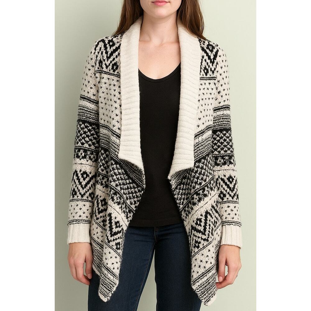 Anthropologie Geometric Open Front Cardigan Sweater S/M